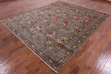 Peshawar Hand Knotted Wool Rug - 8' 0" X 9' 8" - Golden Nile