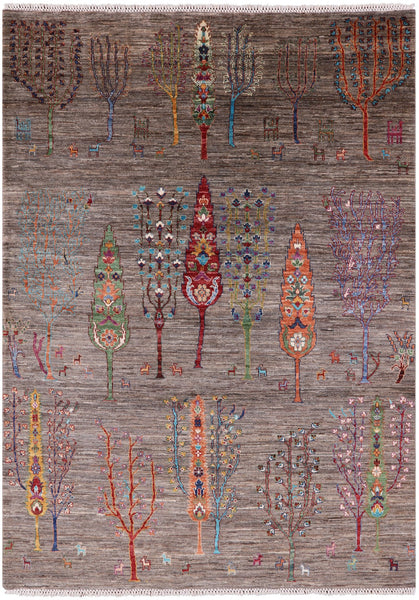 Tribal Persian Gabbeh Handmade Wool Rug - 5' 7" X 7' 9" - Golden Nile