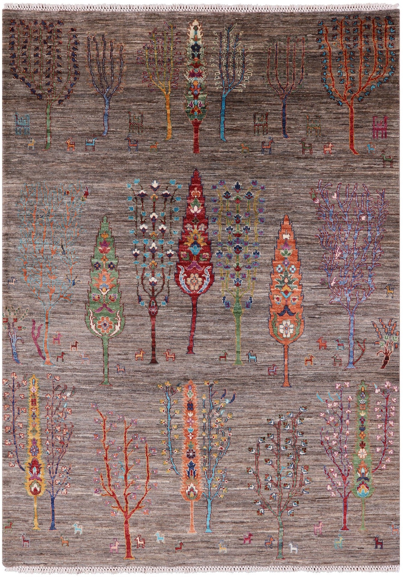 Tribal Persian Gabbeh Handmade Wool Rug - 5' 7" X 7' 9" - Golden Nile