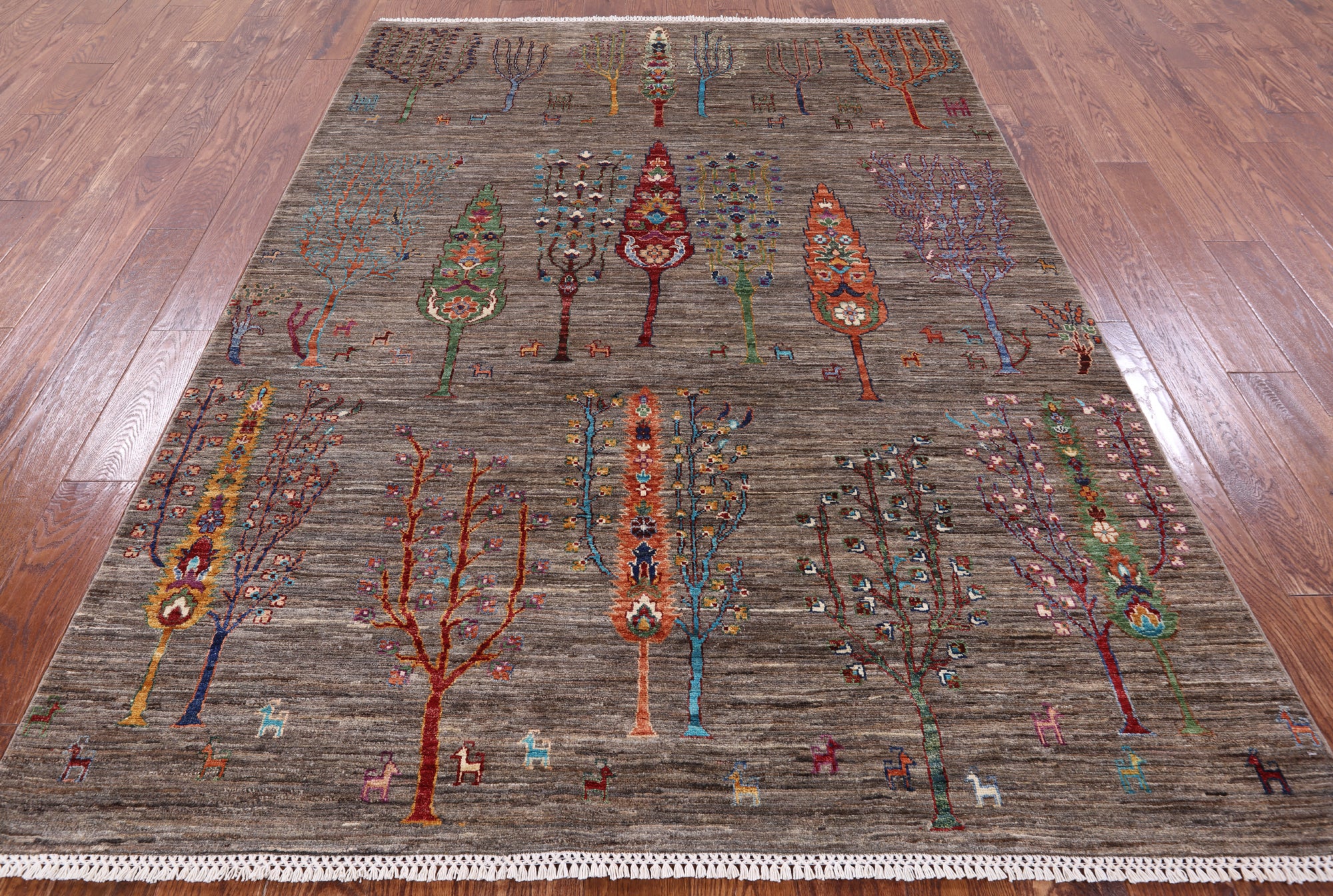 Tribal Persian Gabbeh Handmade Wool Rug - 5' 7" X 7' 9" - Golden Nile
