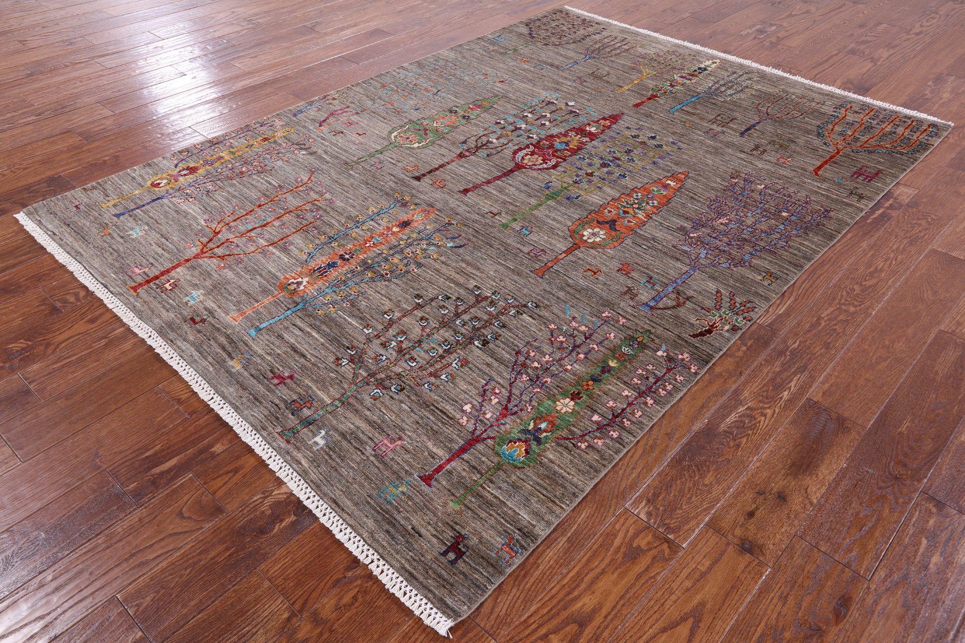 Tribal Persian Gabbeh Handmade Wool Rug - 5' 7" X 7' 9" - Golden Nile
