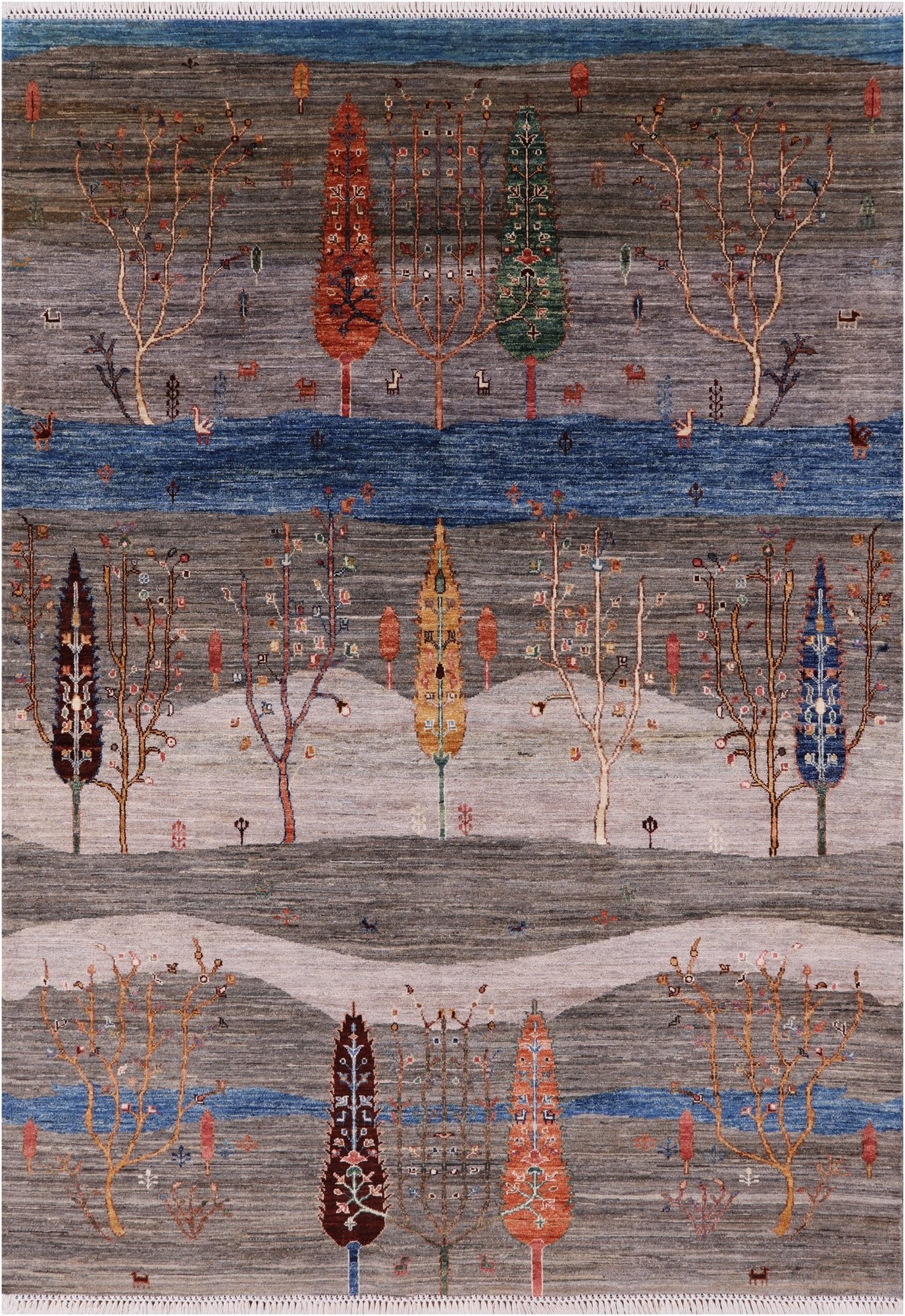 Persian Tribal Gabbeh Hand Knotted Wool Rug - 5' 8" X 7' 11" - Golden Nile