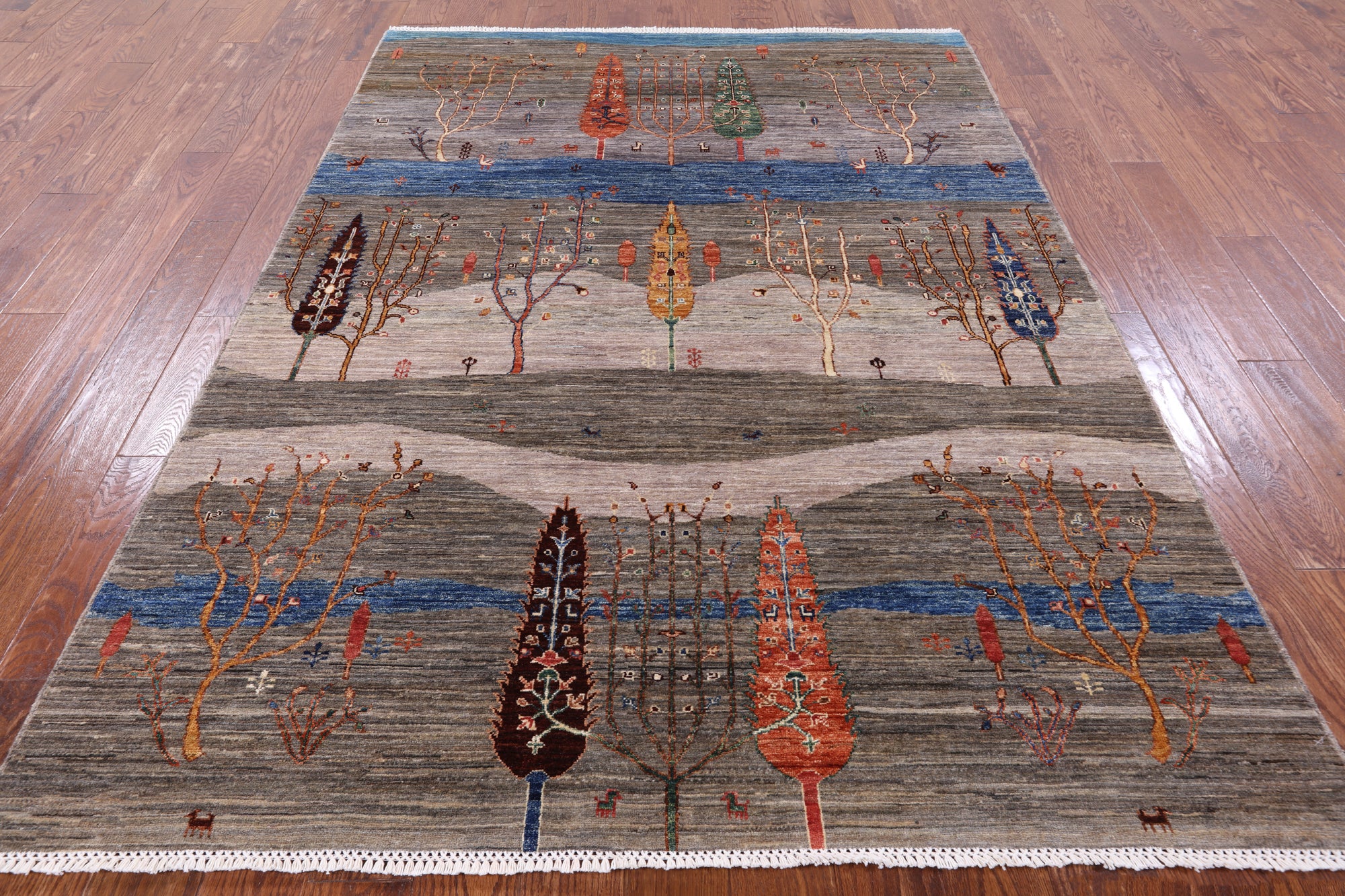 Persian Tribal Gabbeh Hand Knotted Wool Rug - 5' 8" X 7' 11" - Golden Nile
