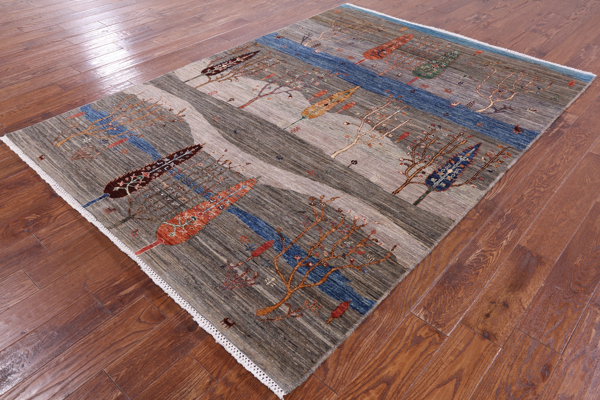 Persian Tribal Gabbeh Hand Knotted Wool Rug - 5' 8" X 7' 11" - Golden Nile