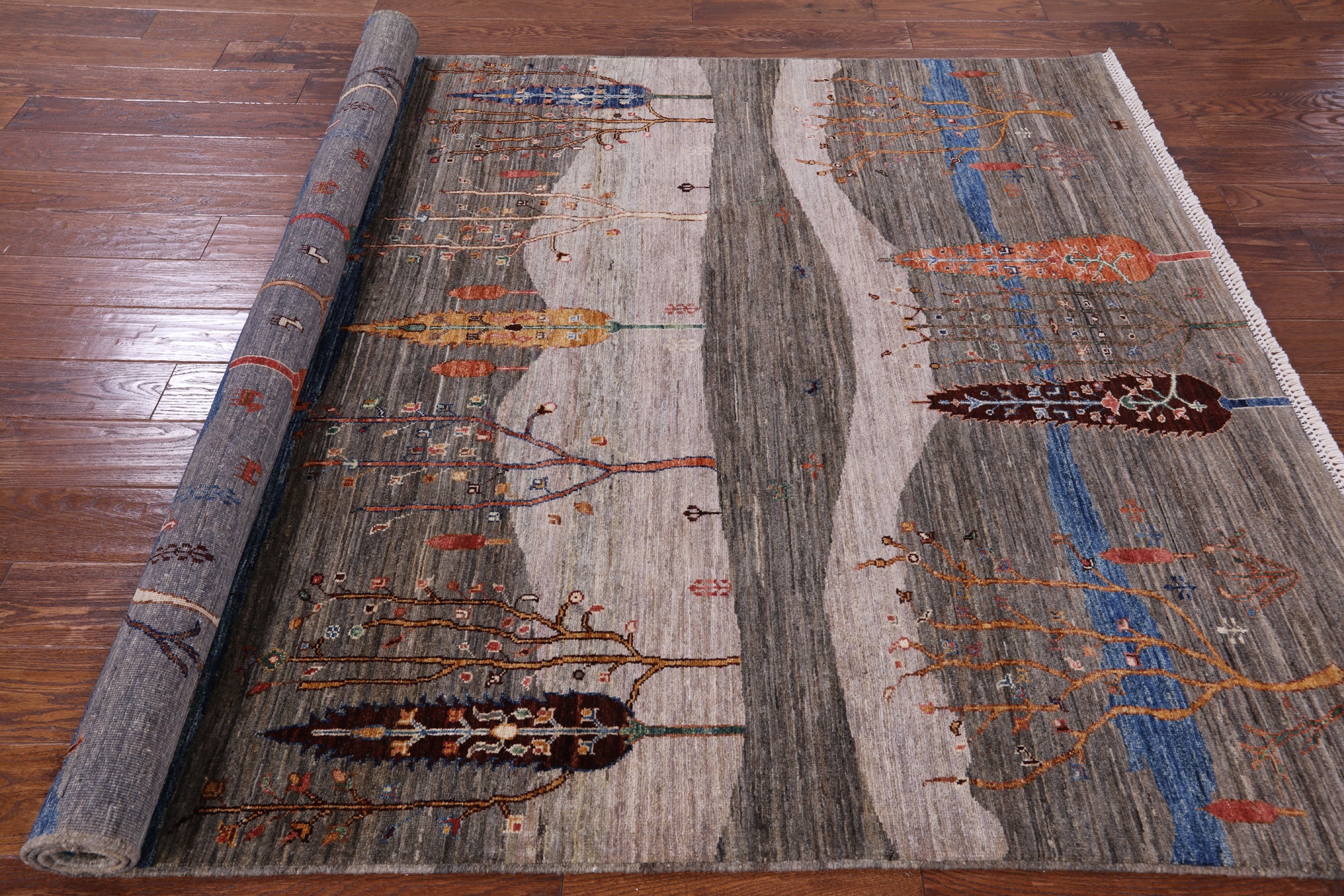 Persian Tribal Gabbeh Hand Knotted Wool Rug - 5' 8" X 7' 11" - Golden Nile