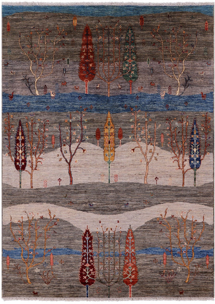 Persian Tribal Gabbeh Hand Knotted Wool Rug - 5' 8" X 7' 11" - Golden Nile