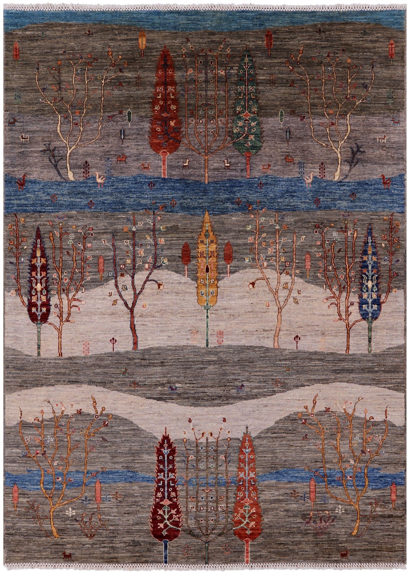 Persian Tribal Gabbeh Hand Knotted Wool Rug - 5' 8" X 7' 11" - Golden Nile
