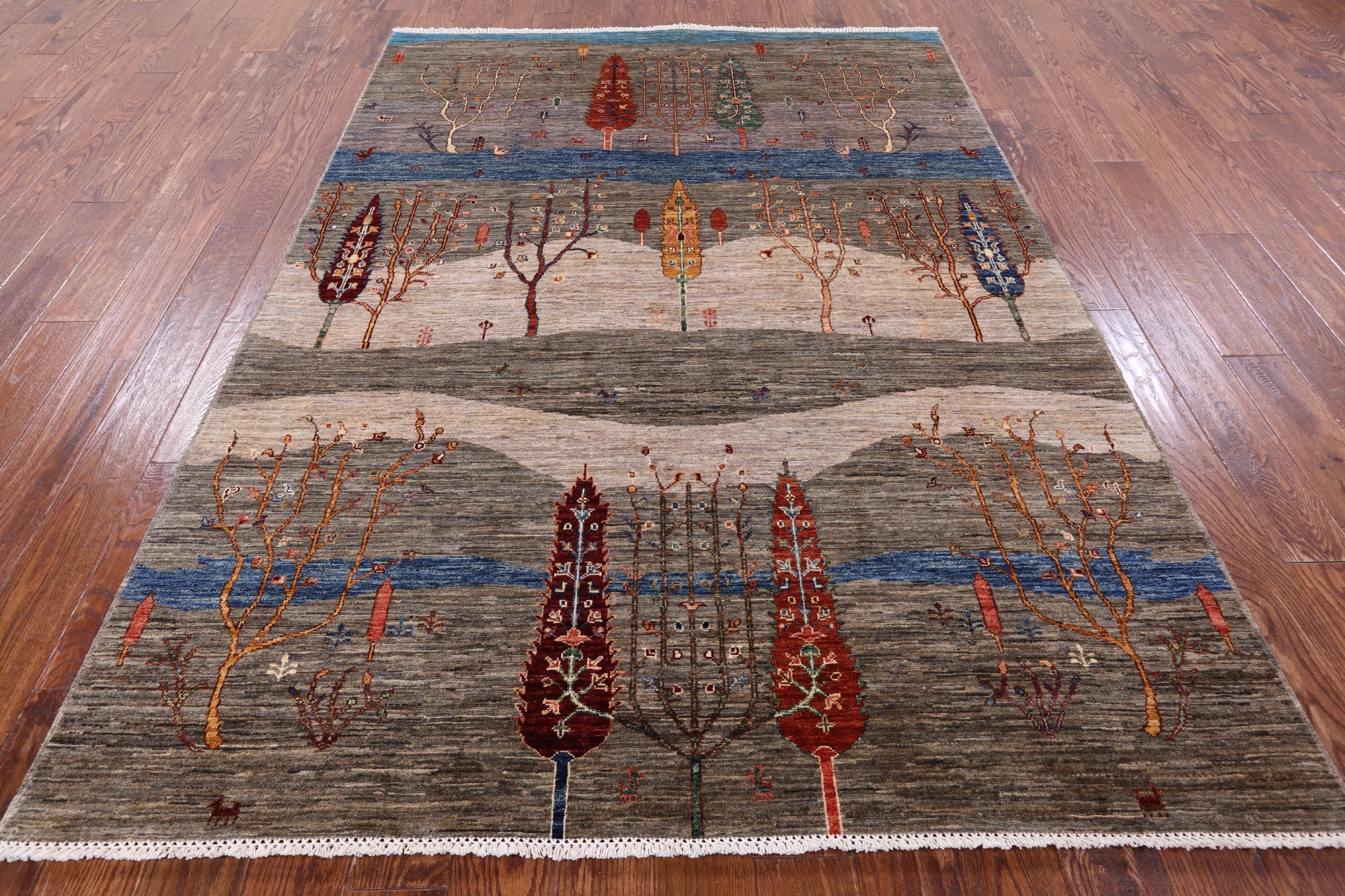 Persian Tribal Gabbeh Hand Knotted Wool Rug - 5' 8" X 7' 11" - Golden Nile