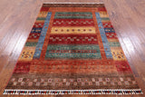 Persian Tribal Gabbeh Handmade Wool Rug - 4' 9" X 6' 9" - Golden Nile