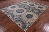 Geometric Persian Mamluk Hand Knotted Wool Rug - 8' 0" X 9' 10" - Golden Nile