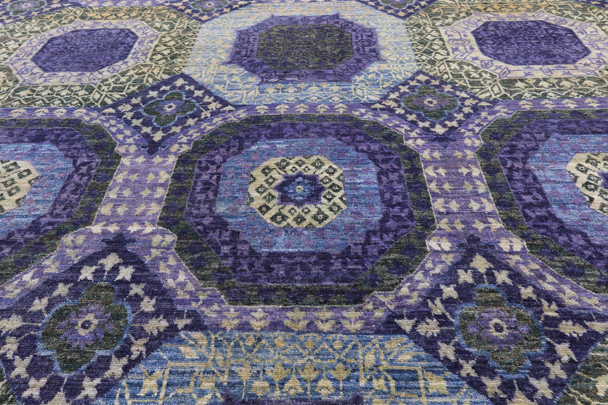 Geometric Persian Mamluk Hand Knotted Wool Rug - 8' 10" X 12' 6" - Golden Nile