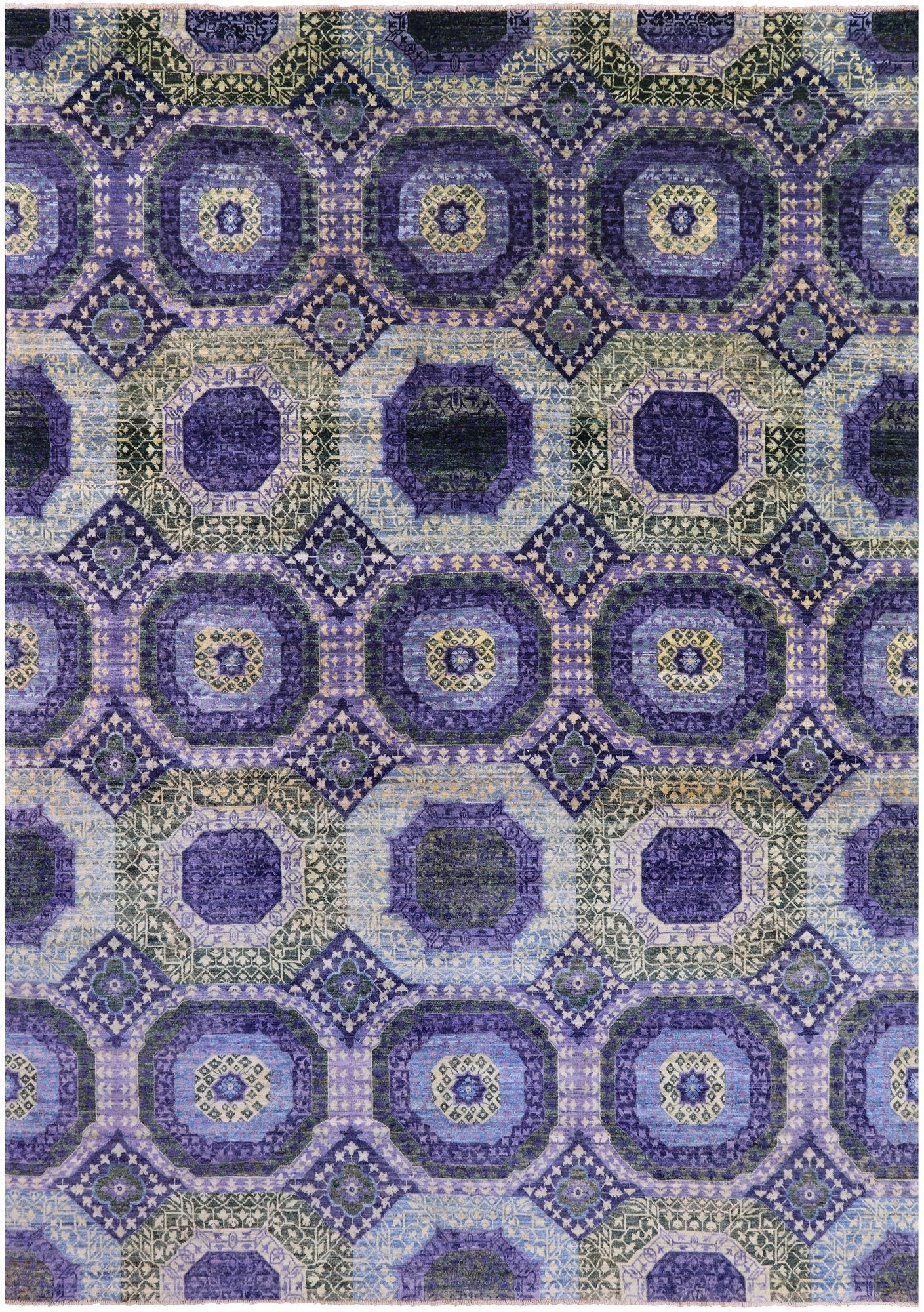 Geometric Persian Mamluk Hand Knotted Wool Rug - 8' 10" X 12' 6" - Golden Nile