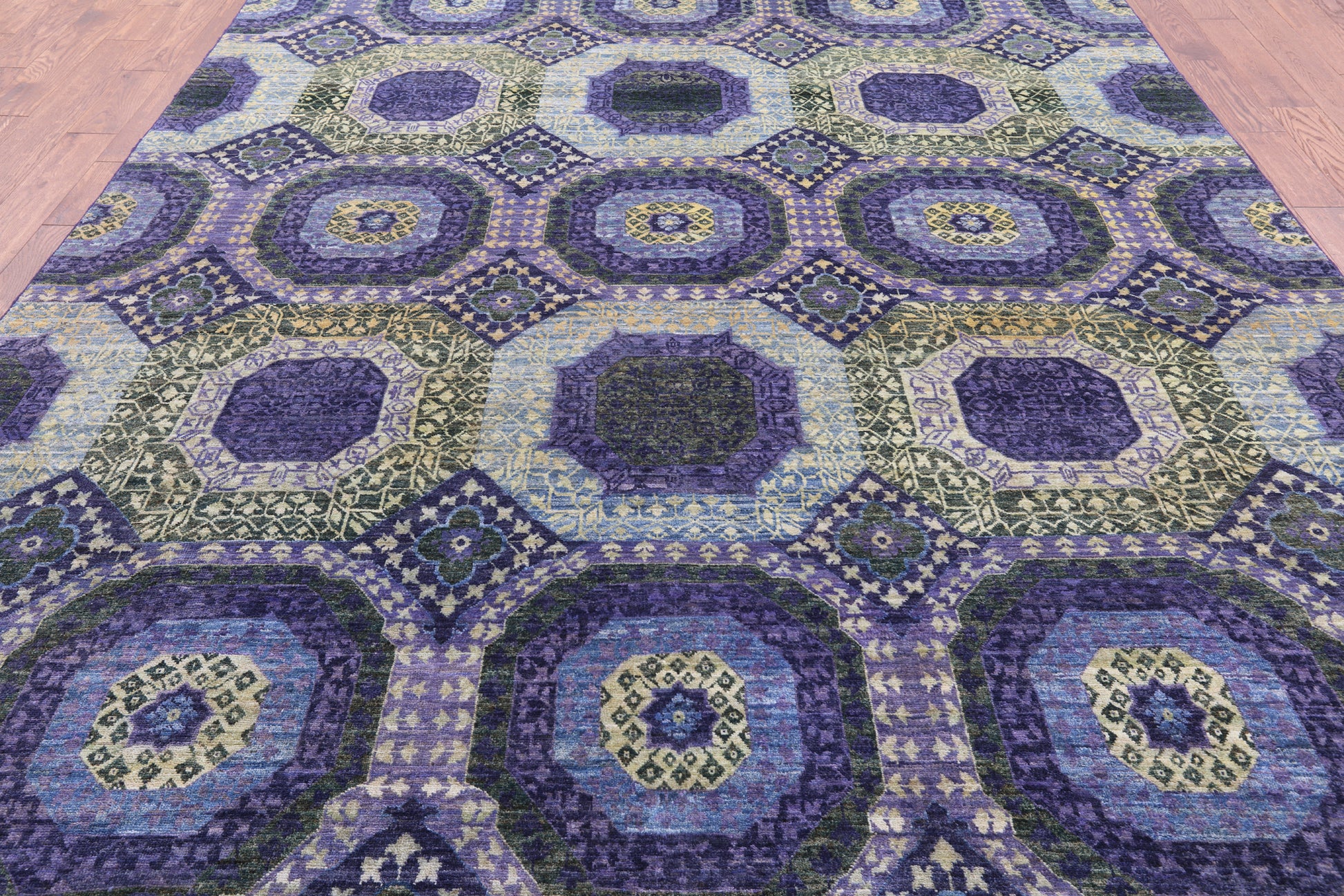 Geometric Persian Mamluk Hand Knotted Wool Rug - 8' 10" X 12' 6" - Golden Nile