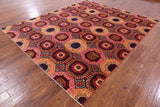 Geometric Persian Mamluk Hand Knotted Wool Rug - 8' 0" X 9' 9" - Golden Nile