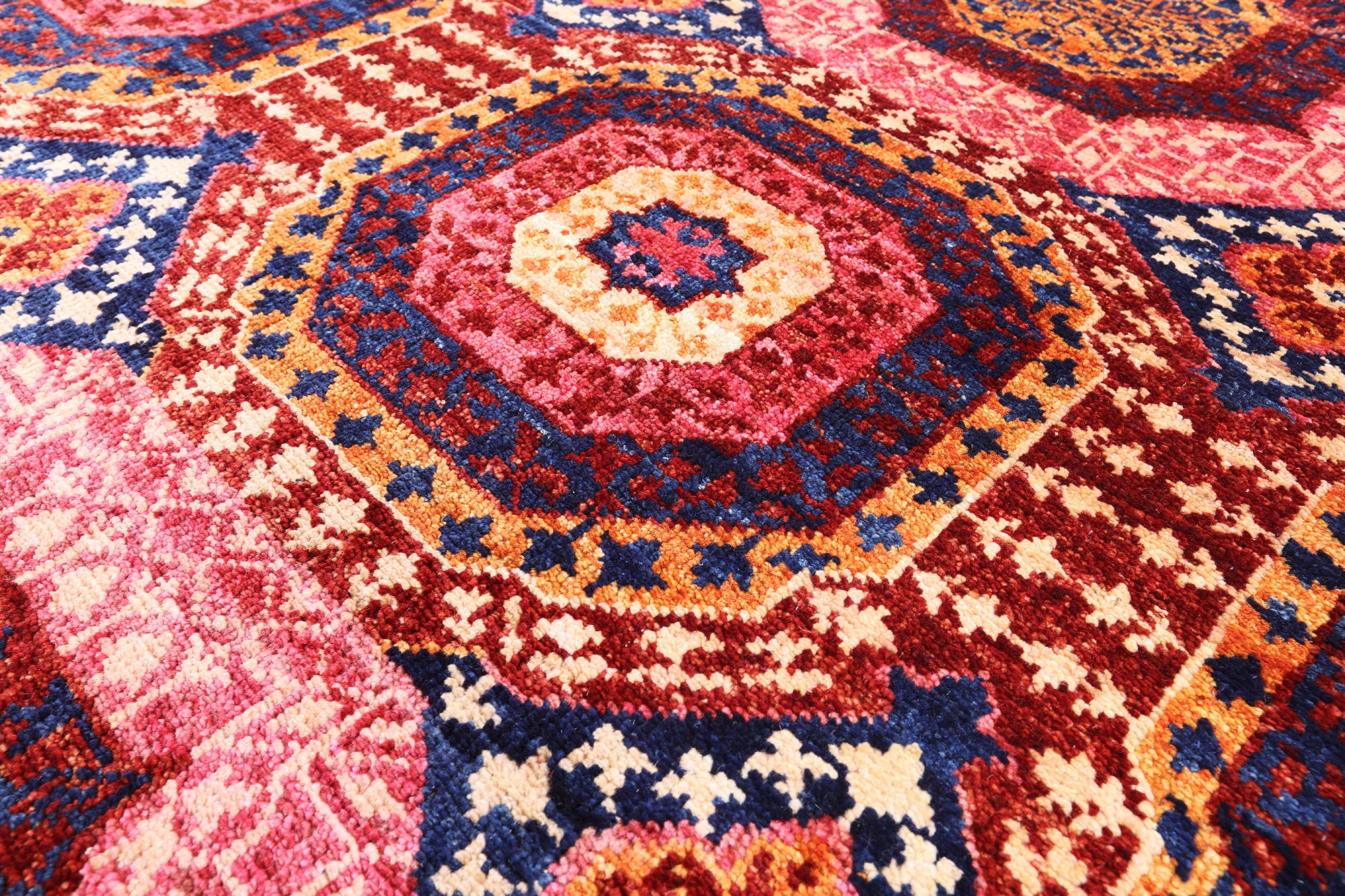 Geometric Persian Mamluk Hand Knotted Wool Rug - 8' 0" X 9' 9" - Golden Nile