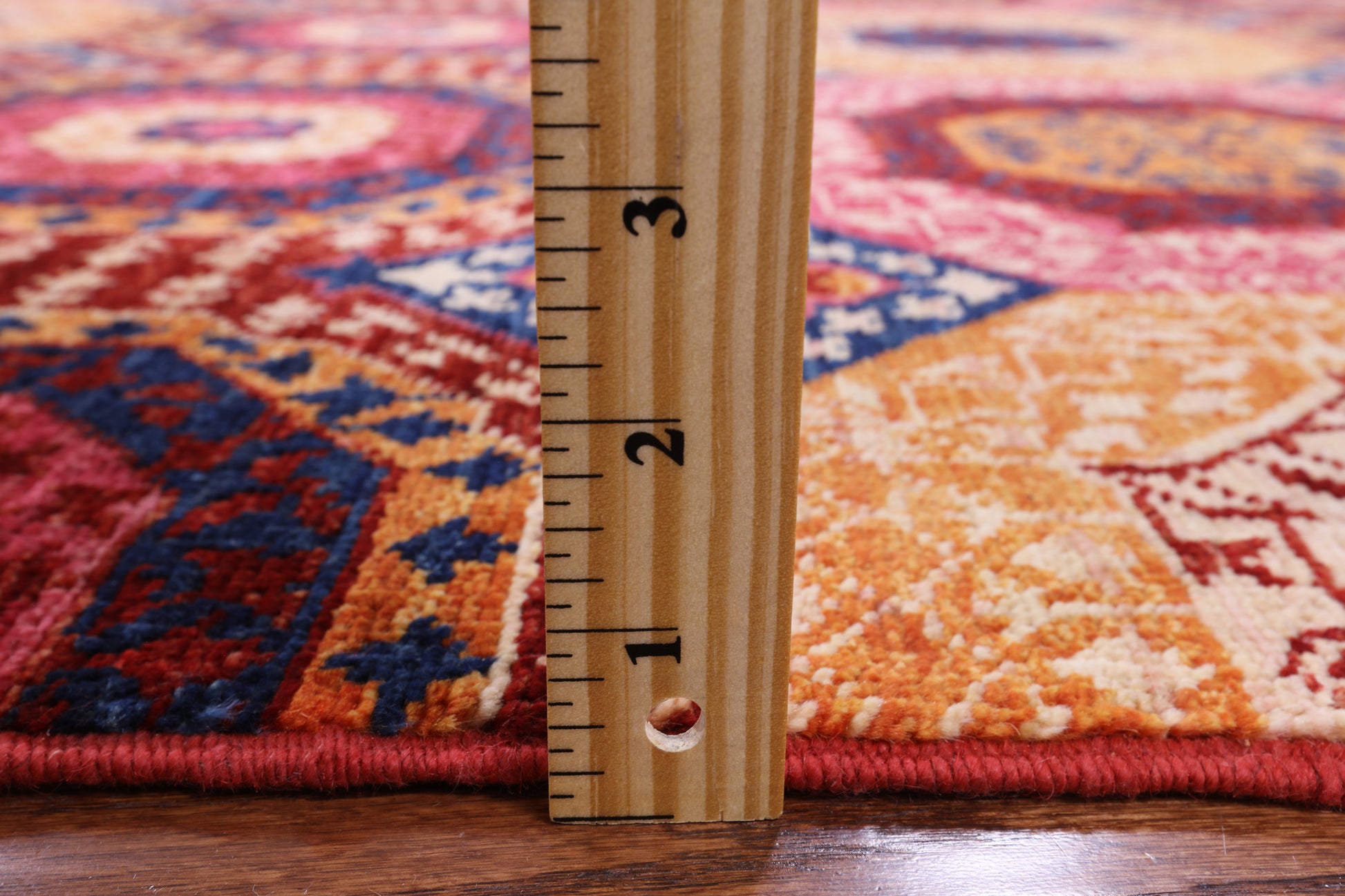 Geometric Persian Mamluk Hand Knotted Wool Rug - 8' 0" X 9' 9" - Golden Nile