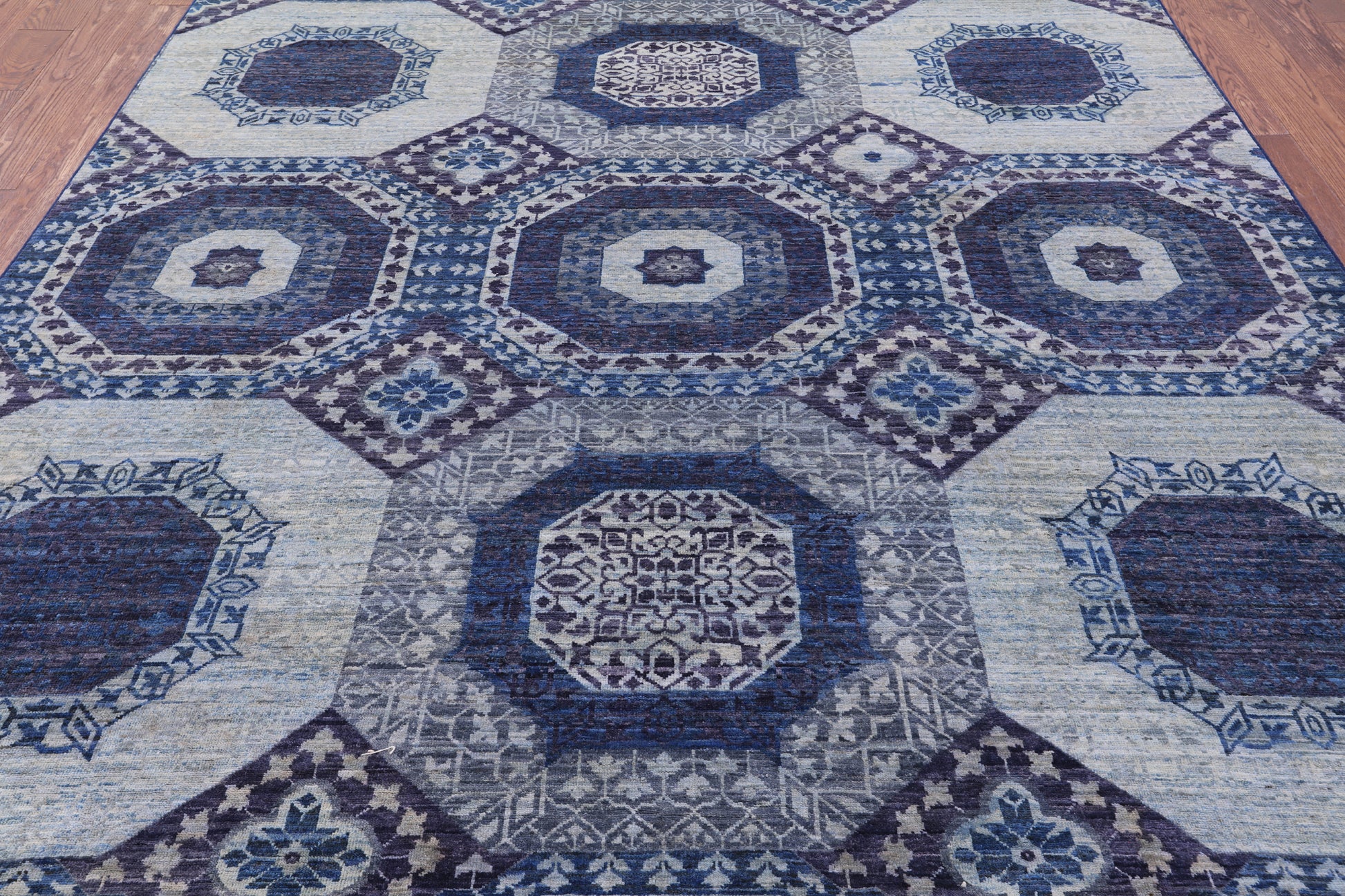 Geometric Persian Mamluk Hand Knotted Wool Rug - 7' 9" X 9' 8" - Golden Nile