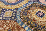 Geometric Persian Mamluk Handmade Wool Rug - 6' 7" X 9' 8" - Golden Nile