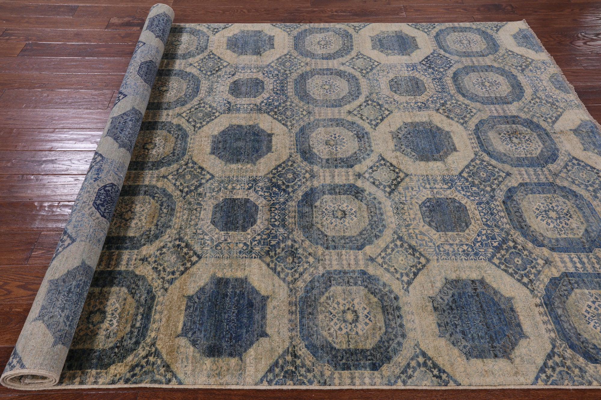 Geometric Persian Mamluk Hand Knotted Wool Rug - 6' 0" X 9' 0" - Golden Nile