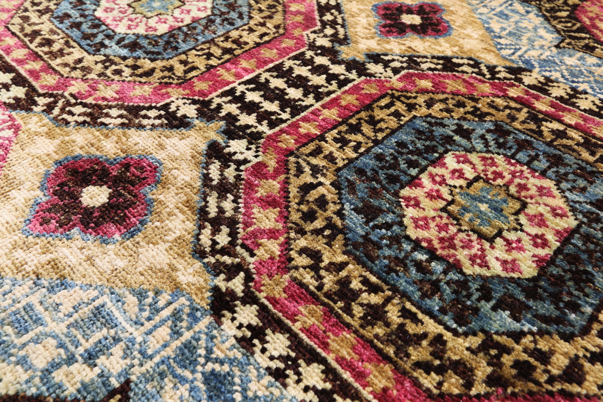 Geometric Persian Mamluk Handmade Wool Rug - 6' 0" X 8' 9" - Golden Nile