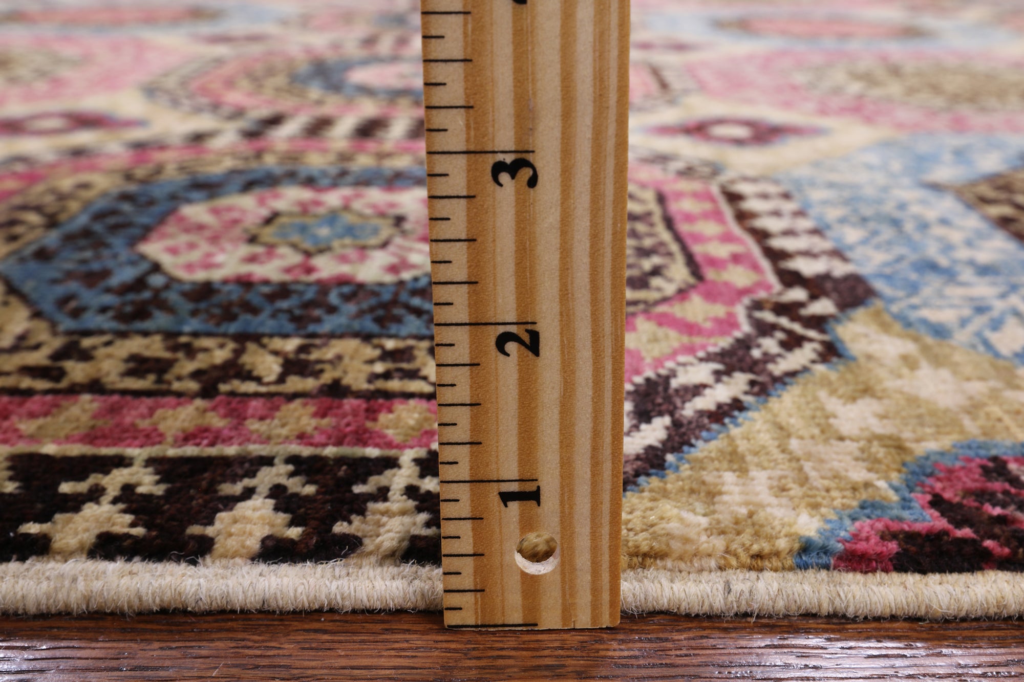 Geometric Persian Mamluk Handmade Wool Rug - 6' 0" X 8' 9" - Golden Nile