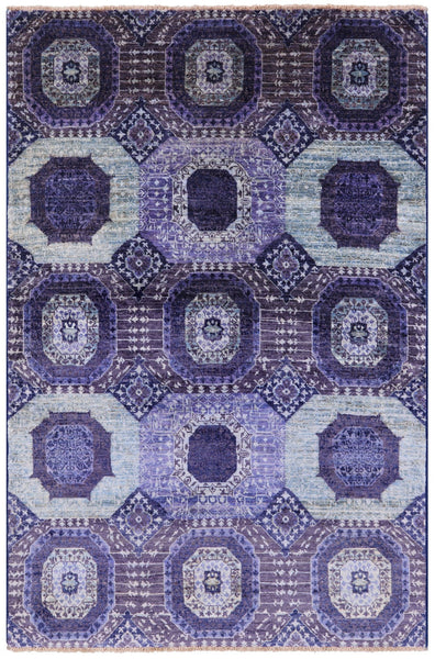 Geometric Persian Mamluk Hand Knotted Wool Rug - 3' 11" X 6' 0" - Golden Nile