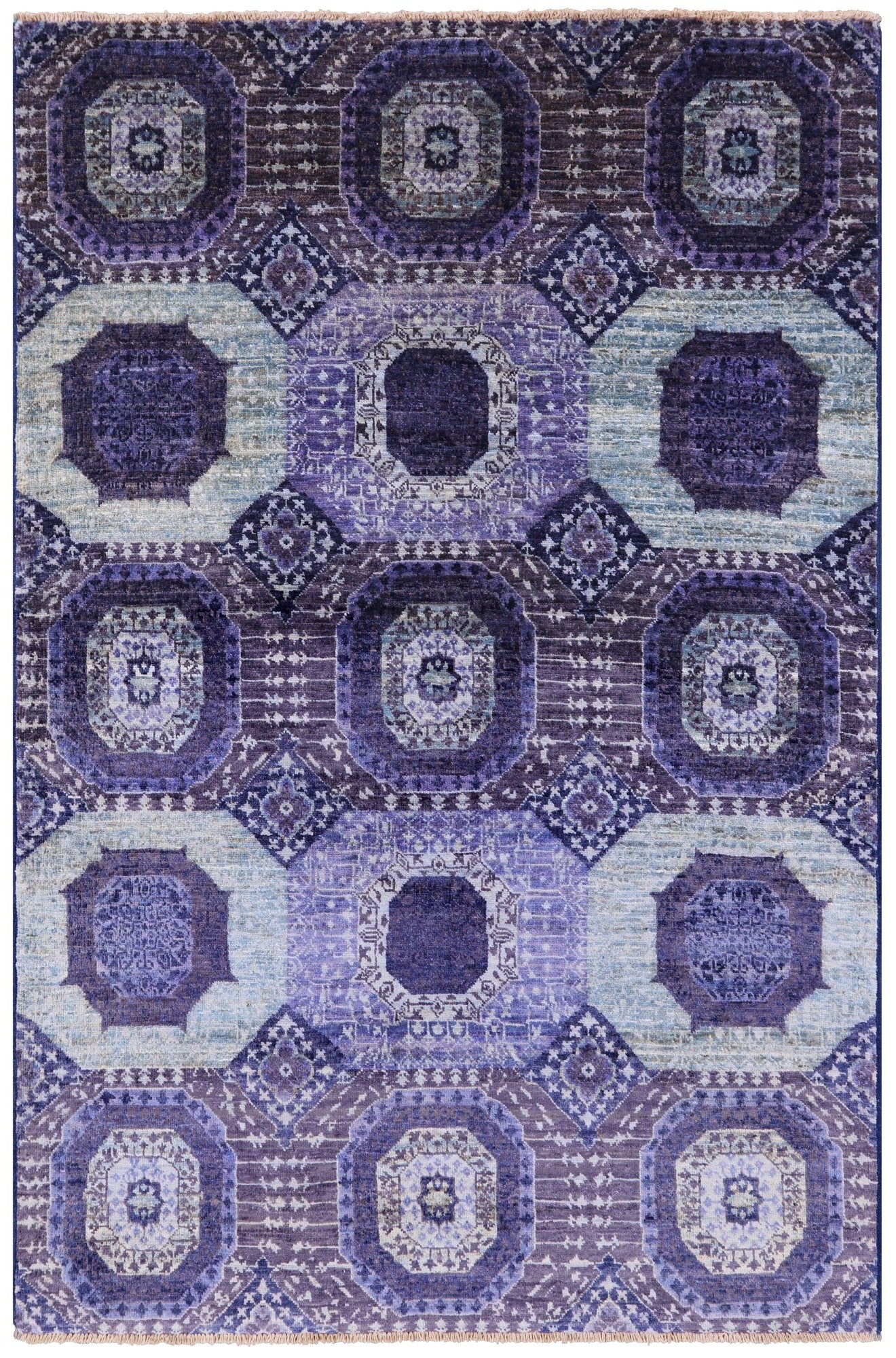Geometric Persian Mamluk Hand Knotted Wool Rug - 3' 11" X 6' 0" - Golden Nile