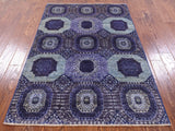 Geometric Persian Mamluk Hand Knotted Wool Rug - 3' 11" X 6' 0" - Golden Nile