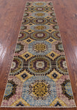 Geometric Persian Mamluk Hand Knotted Wool Runner Rug - 2' 5" X 9' 5" - Golden Nile