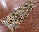 Geometric Persian Mamluk Hand Knotted Wool Runner Rug - 2' 5" X 9' 5" - Golden Nile