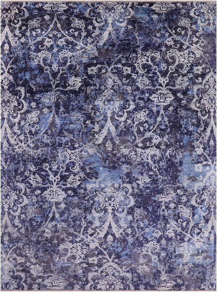 Modern Hand Knotted Wool & Silk Rug - 9' 0" X 11' 10" - Golden Nile