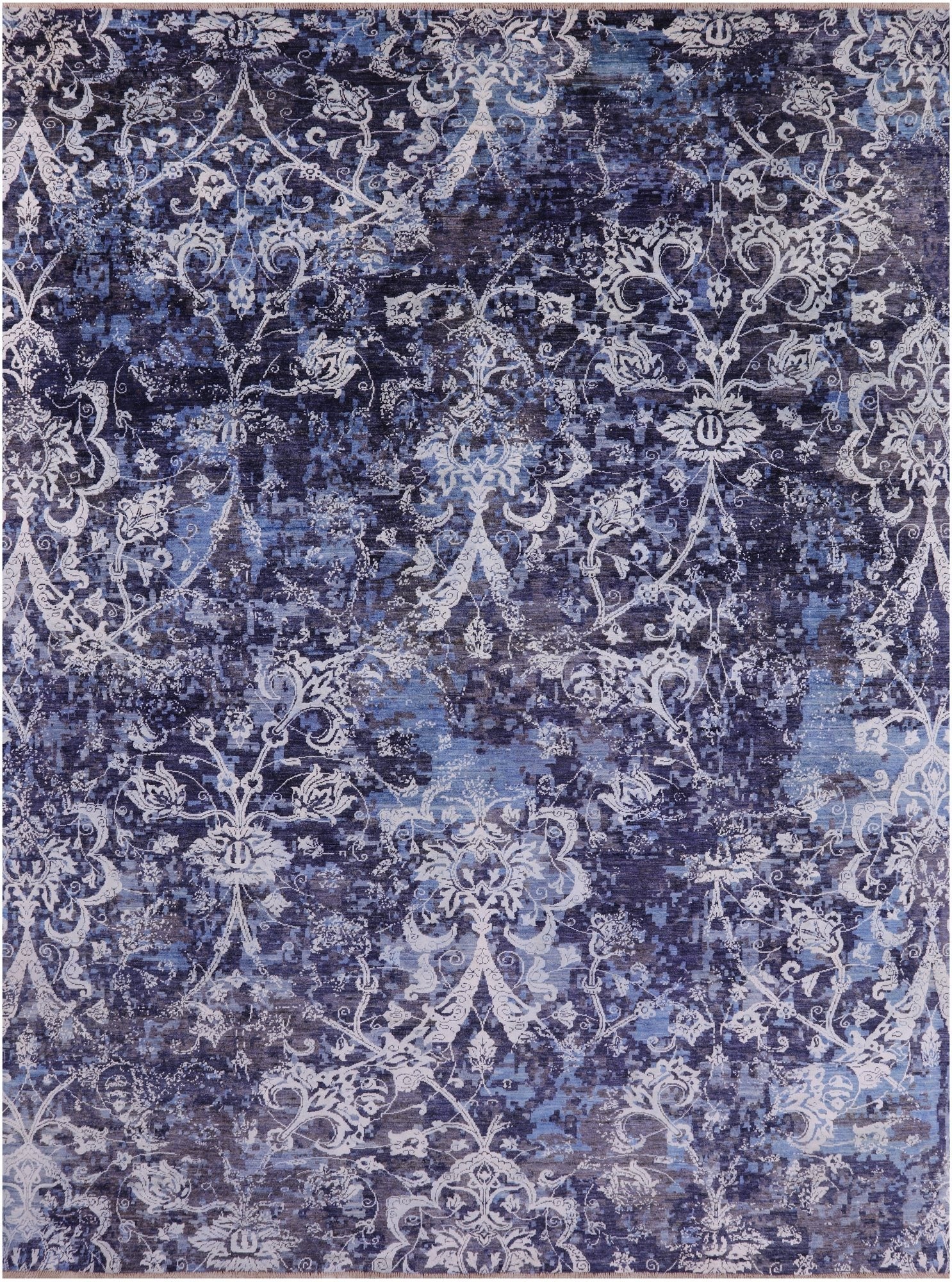 Modern Hand Knotted Wool & Silk Rug - 9' 0" X 11' 10" - Golden Nile