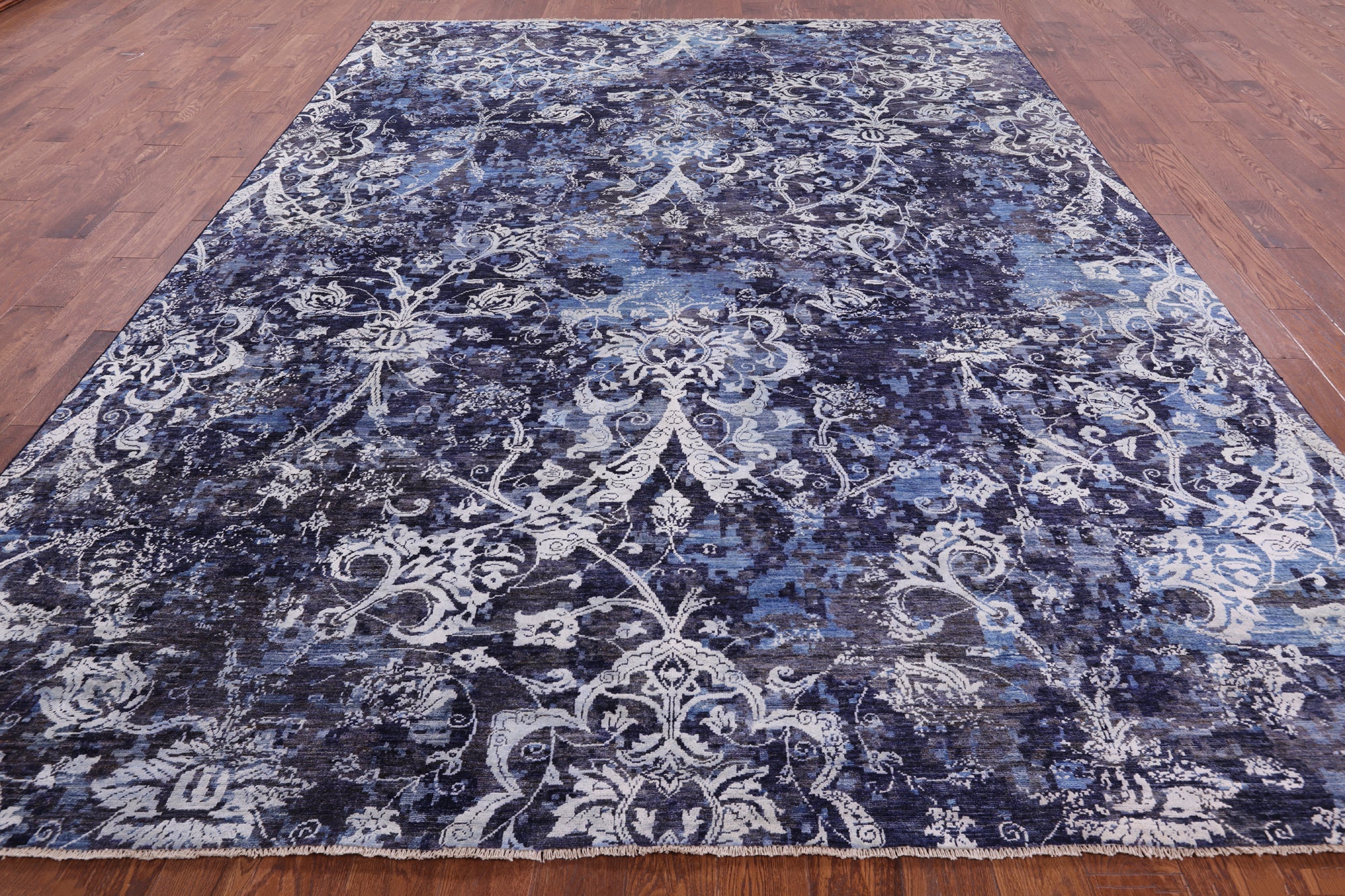 Modern Hand Knotted Wool & Silk Rug - 9' 0" X 11' 10" - Golden Nile