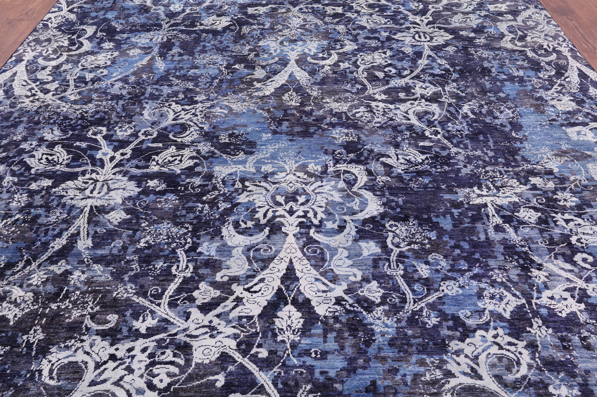 Modern Hand Knotted Wool & Silk Rug - 9' 0" X 11' 10" - Golden Nile