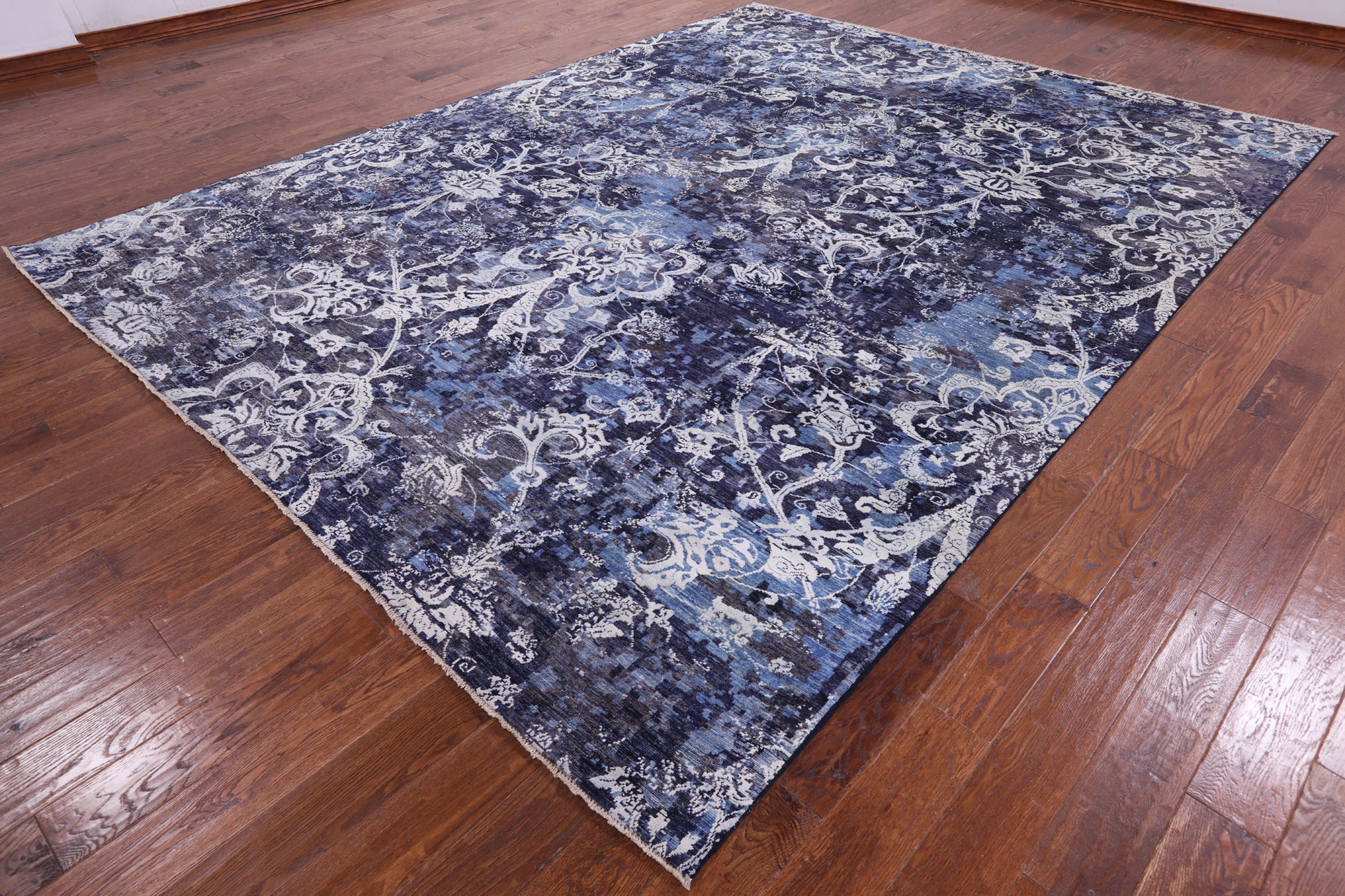 Modern Hand Knotted Wool & Silk Rug - 9' 0" X 11' 10" - Golden Nile