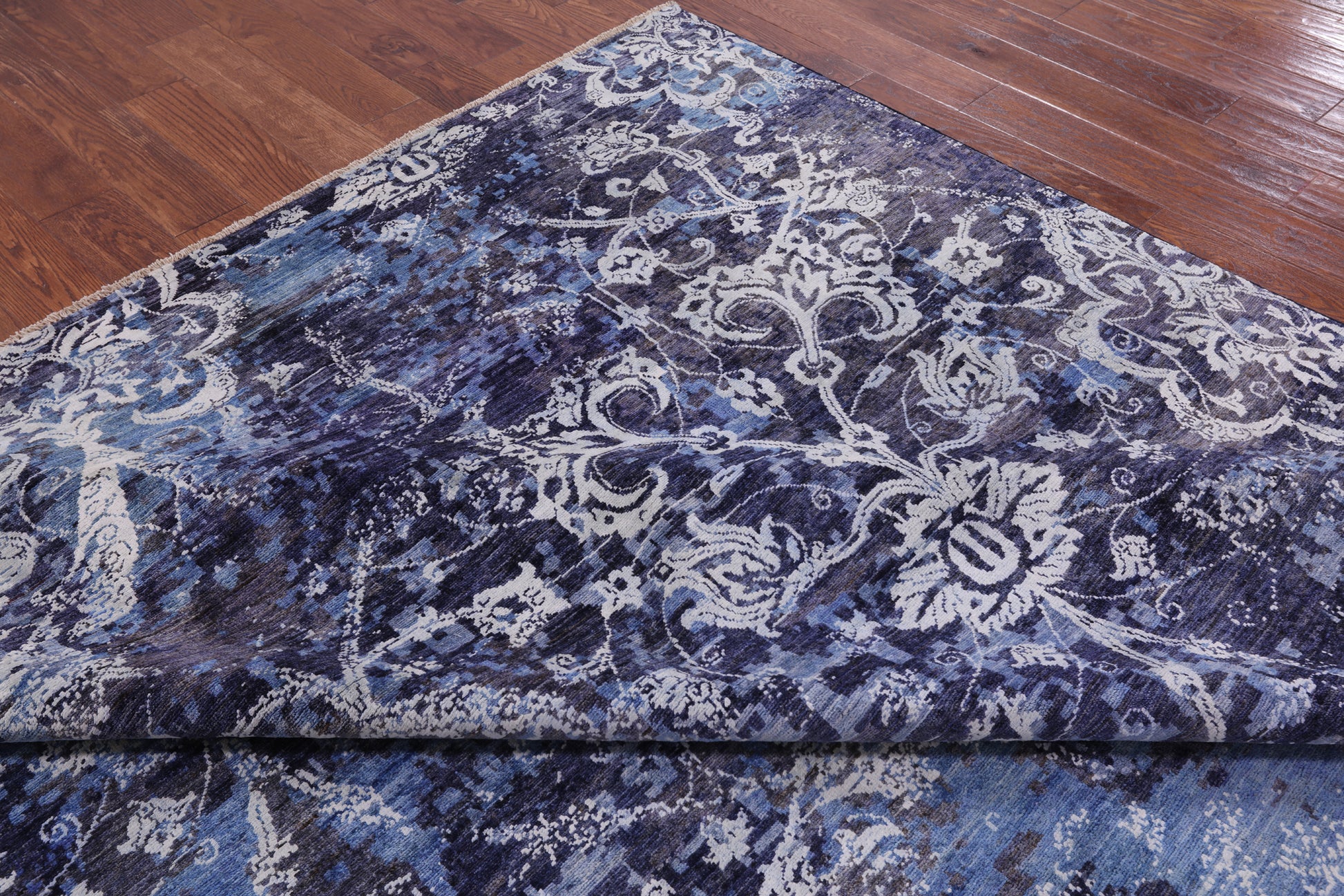 Modern Hand Knotted Wool & Silk Rug - 9' 0" X 11' 10" - Golden Nile