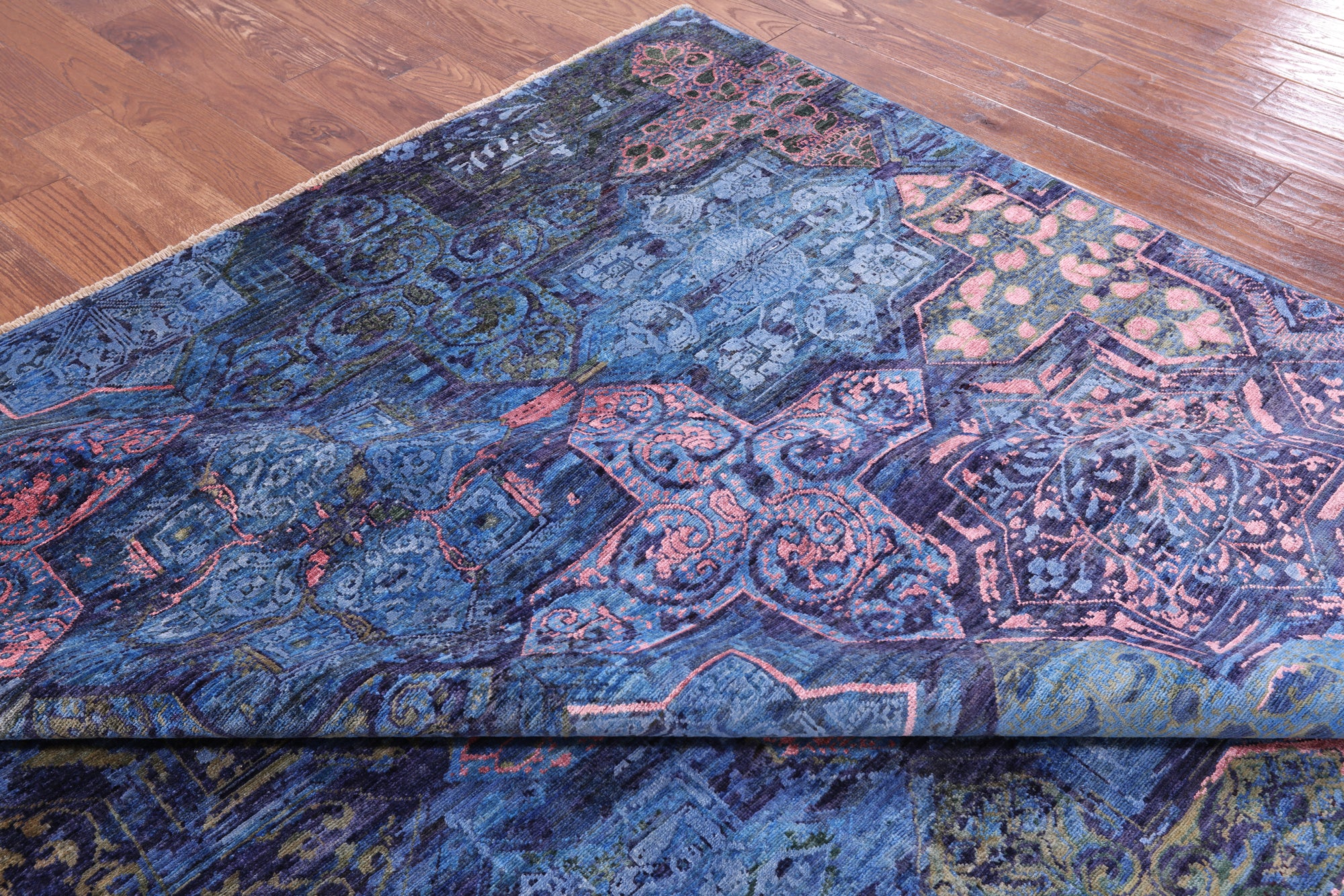 Contemporary Hand Knotted Wool & Silk Rug - 8' 11" X 11' 9" - Golden Nile