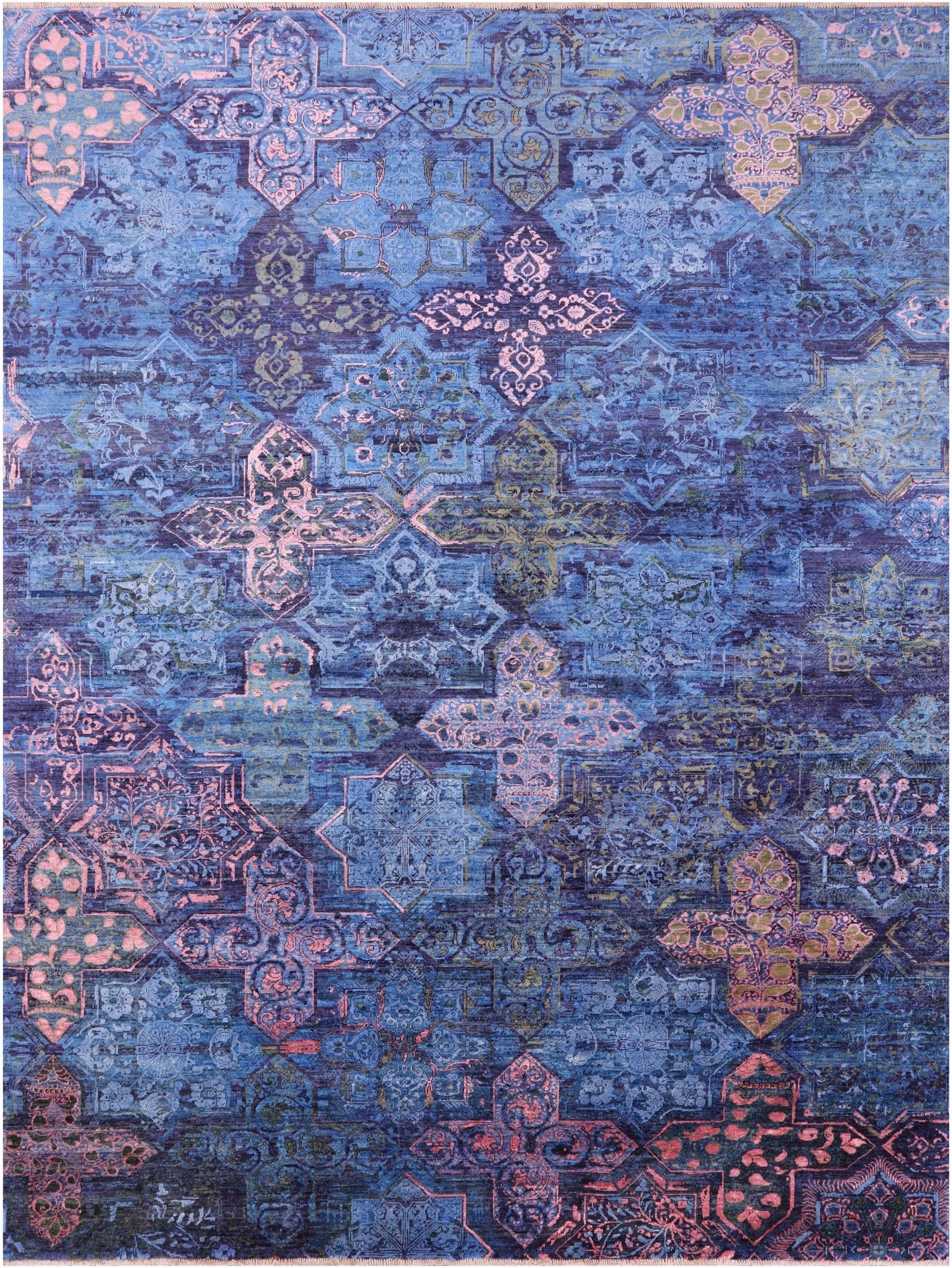 Contemporary Hand Knotted Wool & Silk Rug - 8' 11" X 11' 9" - Golden Nile