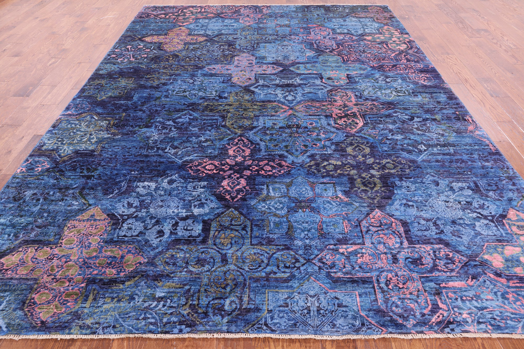 Contemporary Hand Knotted Wool & Silk Rug - 8' 11" X 11' 9" - Golden Nile