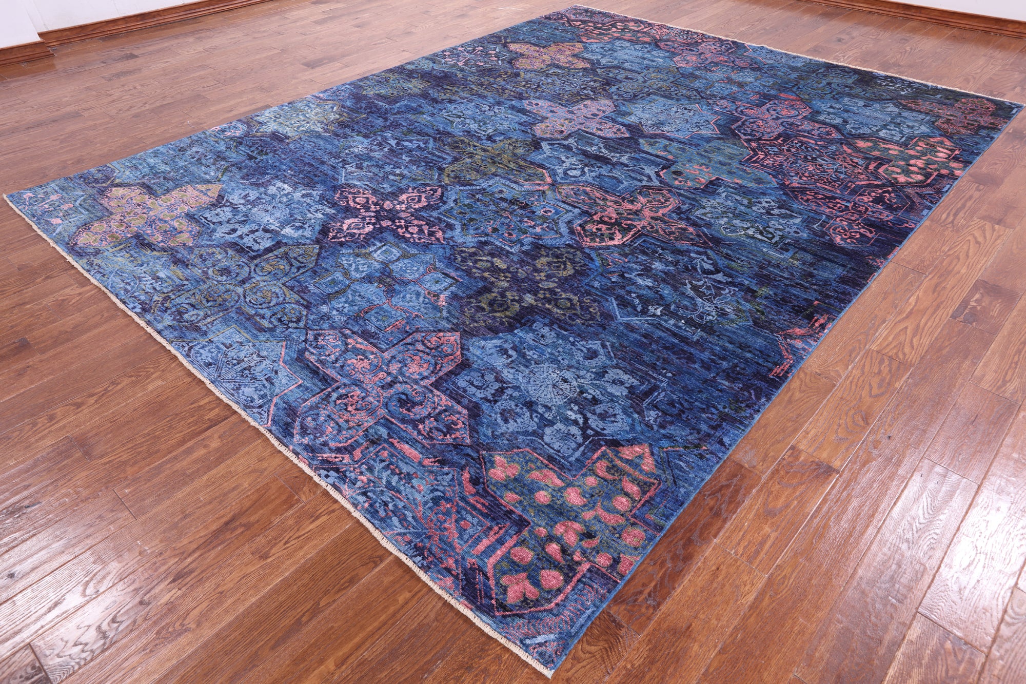 Contemporary Hand Knotted Wool & Silk Rug - 8' 11" X 11' 9" - Golden Nile