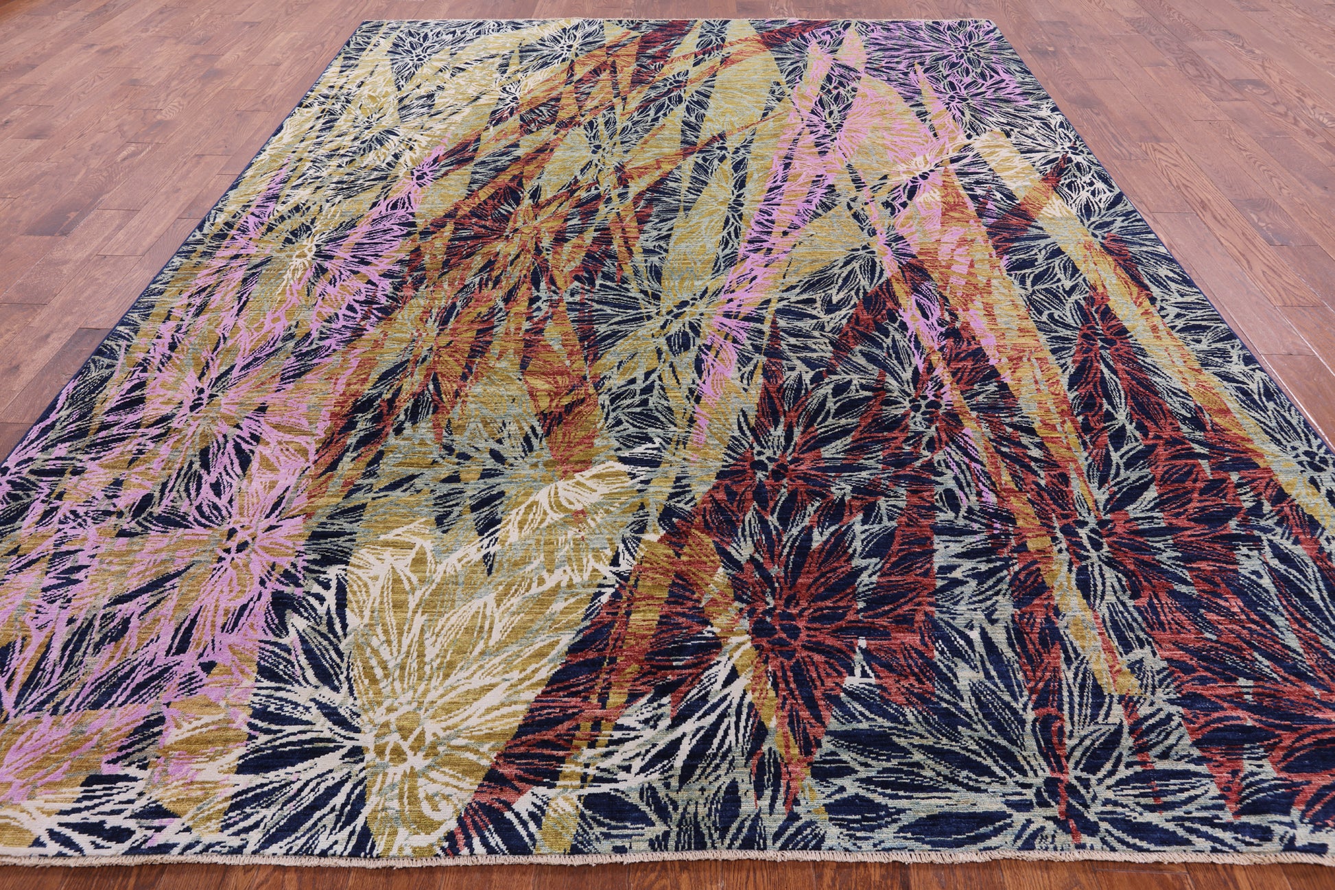 Modern Hand Knotted Wool & Silk Rug - 8' 10" X 11' 10" - Golden Nile