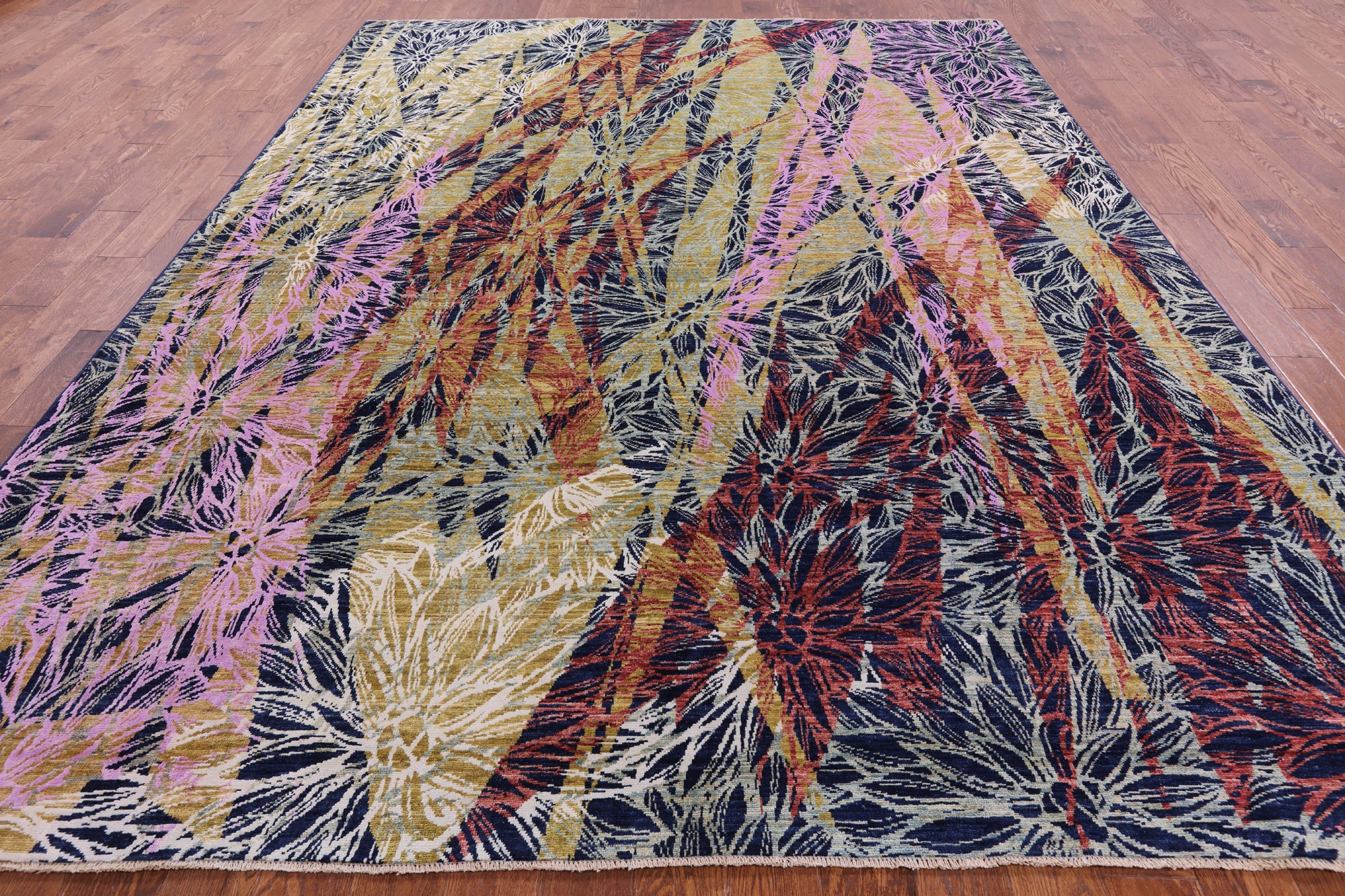 Modern Hand Knotted Wool & Silk Rug - 8' 10" X 11' 10" - Golden Nile