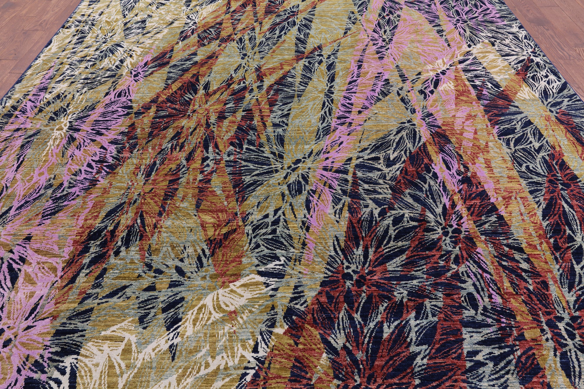 Modern Hand Knotted Wool & Silk Rug - 8' 10" X 11' 10" - Golden Nile