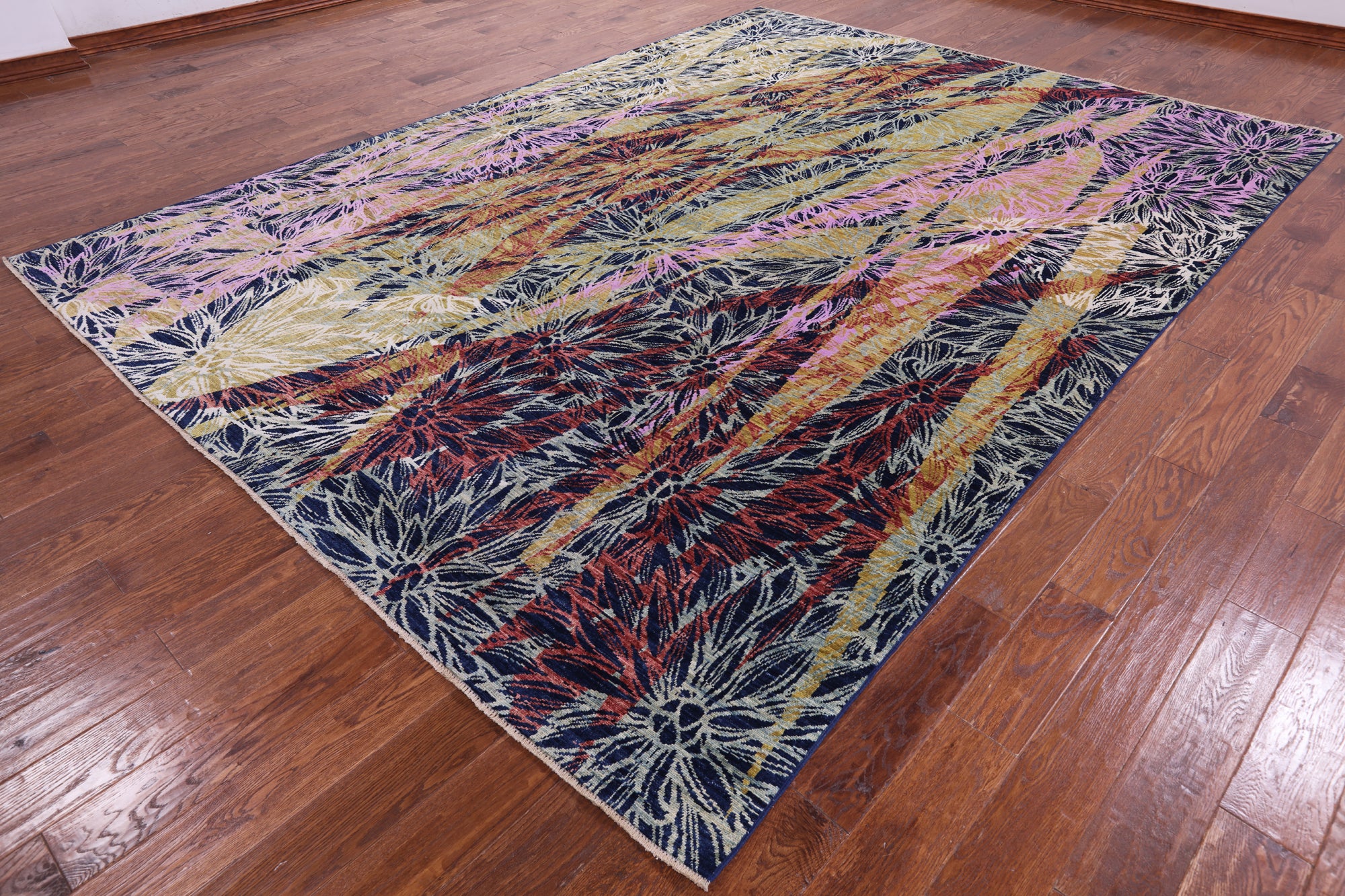Modern Hand Knotted Wool & Silk Rug - 8' 10" X 11' 10" - Golden Nile