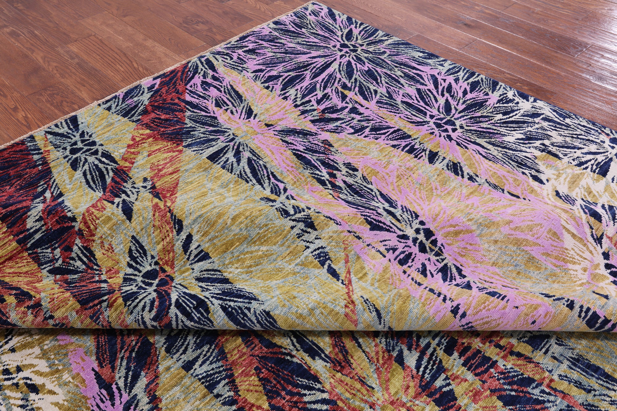 Modern Hand Knotted Wool & Silk Rug - 8' 10" X 11' 10" - Golden Nile