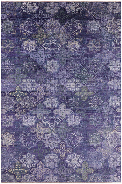 Contemporary Hand Knotted Wool & Silk Rug - 11' 11" X 18' 0" - Golden Nile