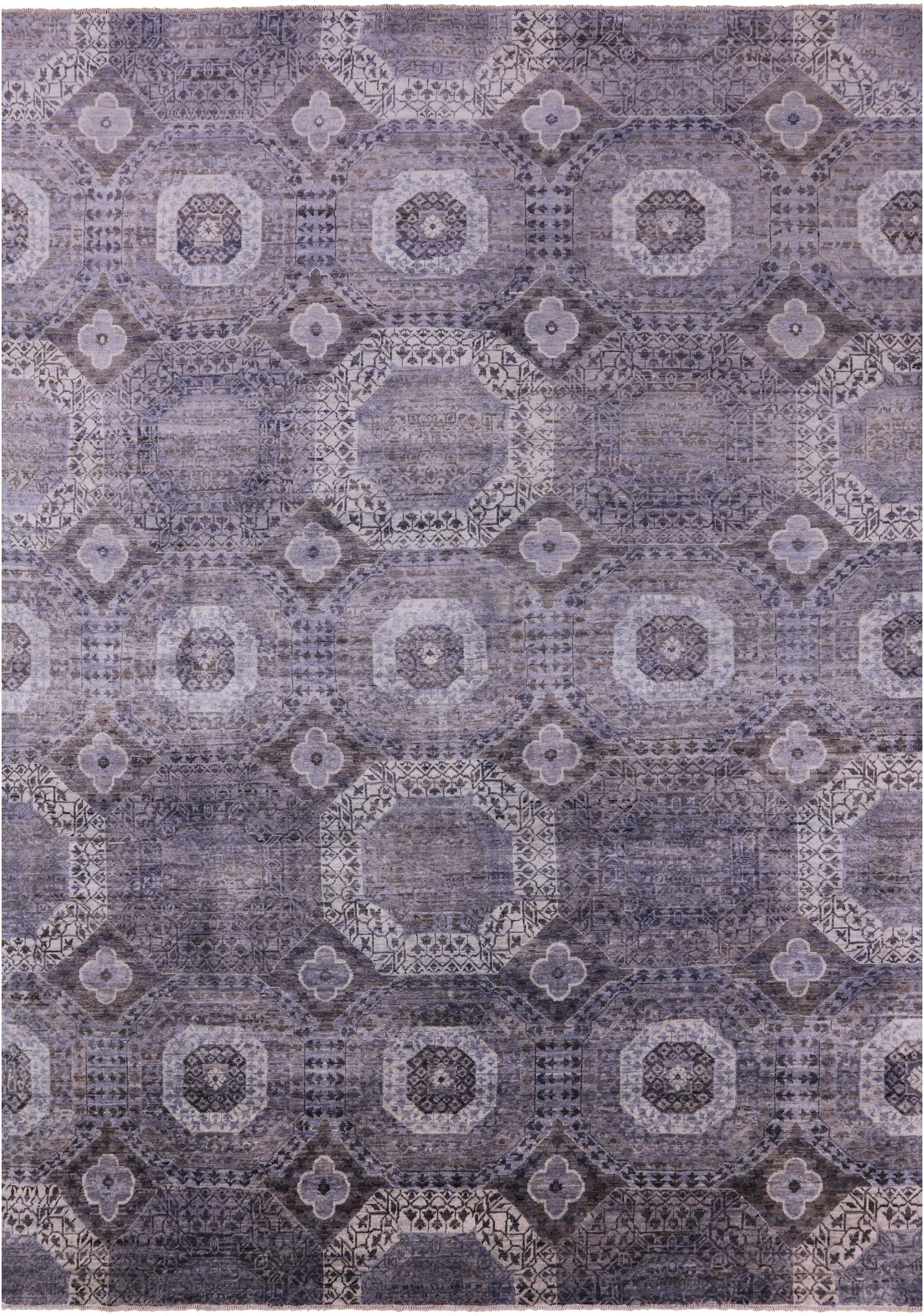 Geometric Persian Mamluk Handmade Wool Rug - 8' 10" X 13' 4" - Golden Nile