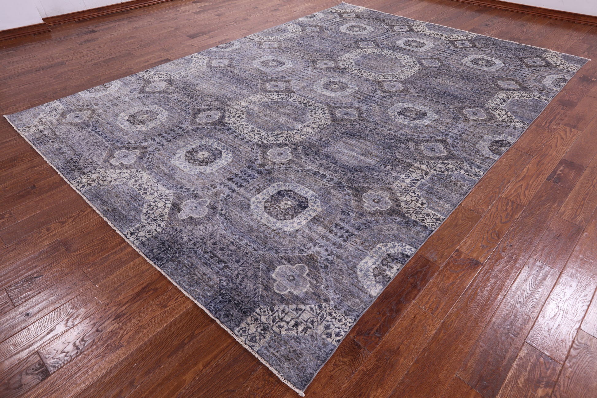 Geometric Persian Mamluk Handmade Wool Rug - 8' 10" X 13' 4" - Golden Nile