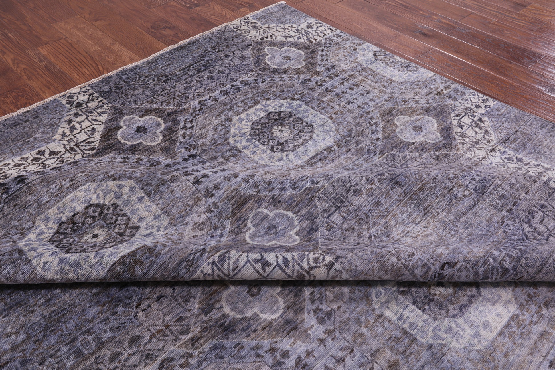 Geometric Persian Mamluk Handmade Wool Rug - 8' 10" X 13' 4" - Golden Nile