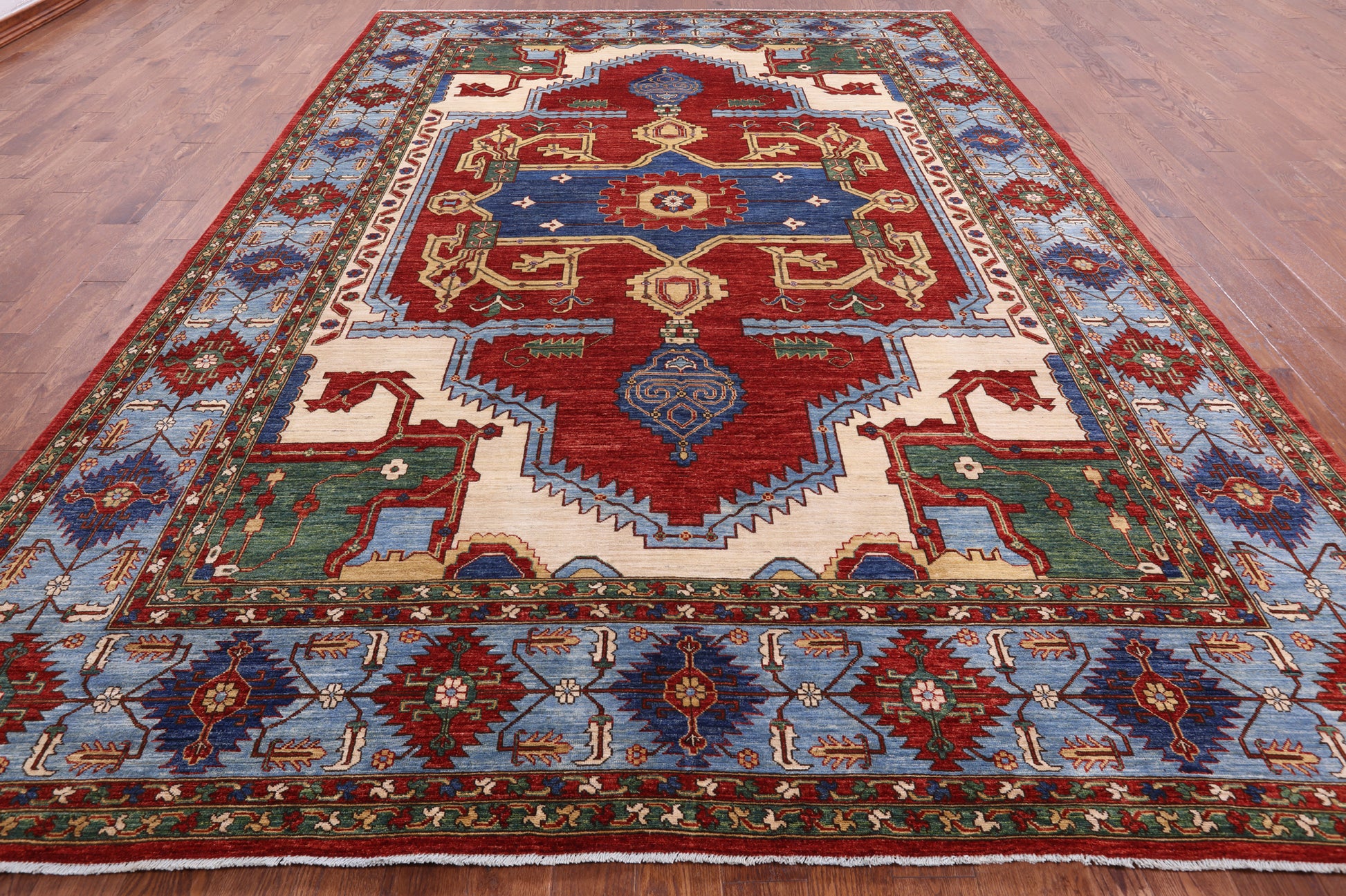 Red Persian Fine Serapi Handmade Wool Rug - 9' 9" X 13' 9" - Golden Nile